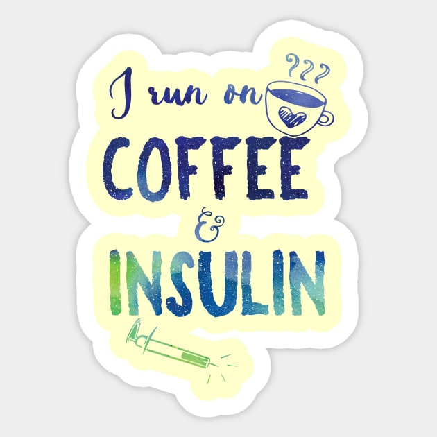 Coffee and Insulin - blue and green Sticker by papillon